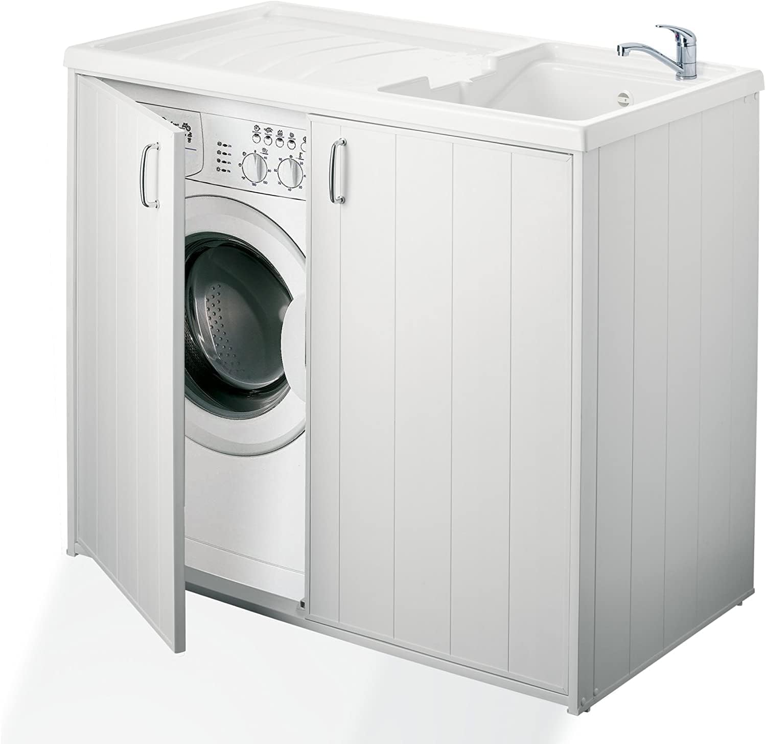 COXE 5008PAM Mobile Coprilavatrice e Lavatoio Reversibile, Resina da Esterno, Bianco