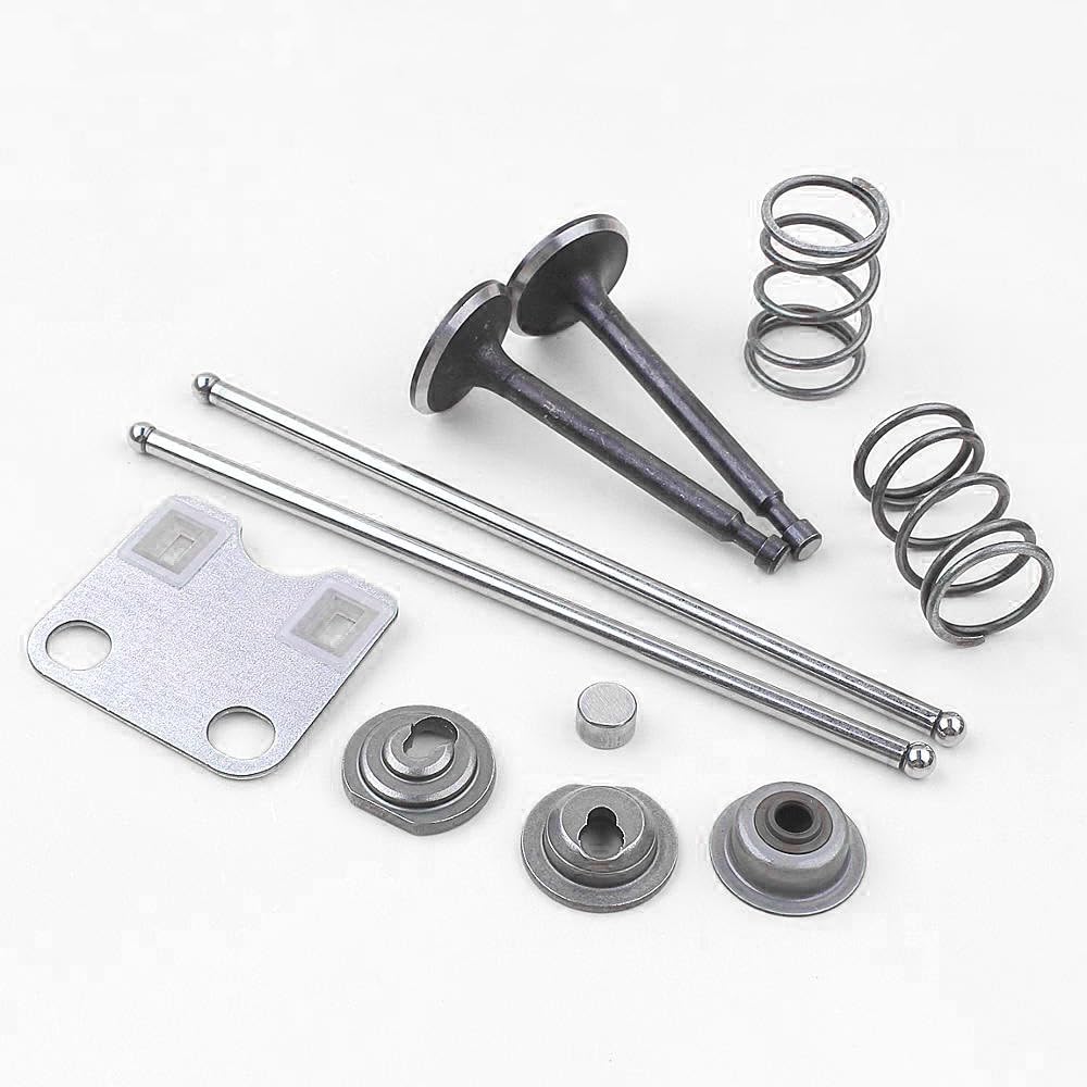 Placa guía de varilla de empuje de válvula para motor de motosierra Honda GX200 de 5.5 HP y 6.5 HP, kit de válvula de admisión/escape con retenedores, resortes, sellos y tapa de protección