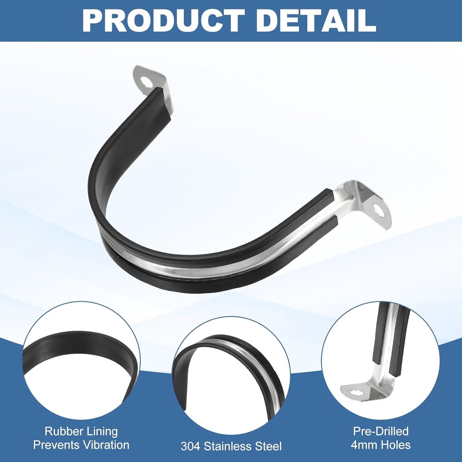 uxcell 15 Pcs Pipe Strap Clamp, 77mm(3.03") Rubber Cable Clamp Rubber Cushioned 304 Stainless Steel U Bracket Tube Holder Support with Screws for Water Pipe HVAC Cable Management