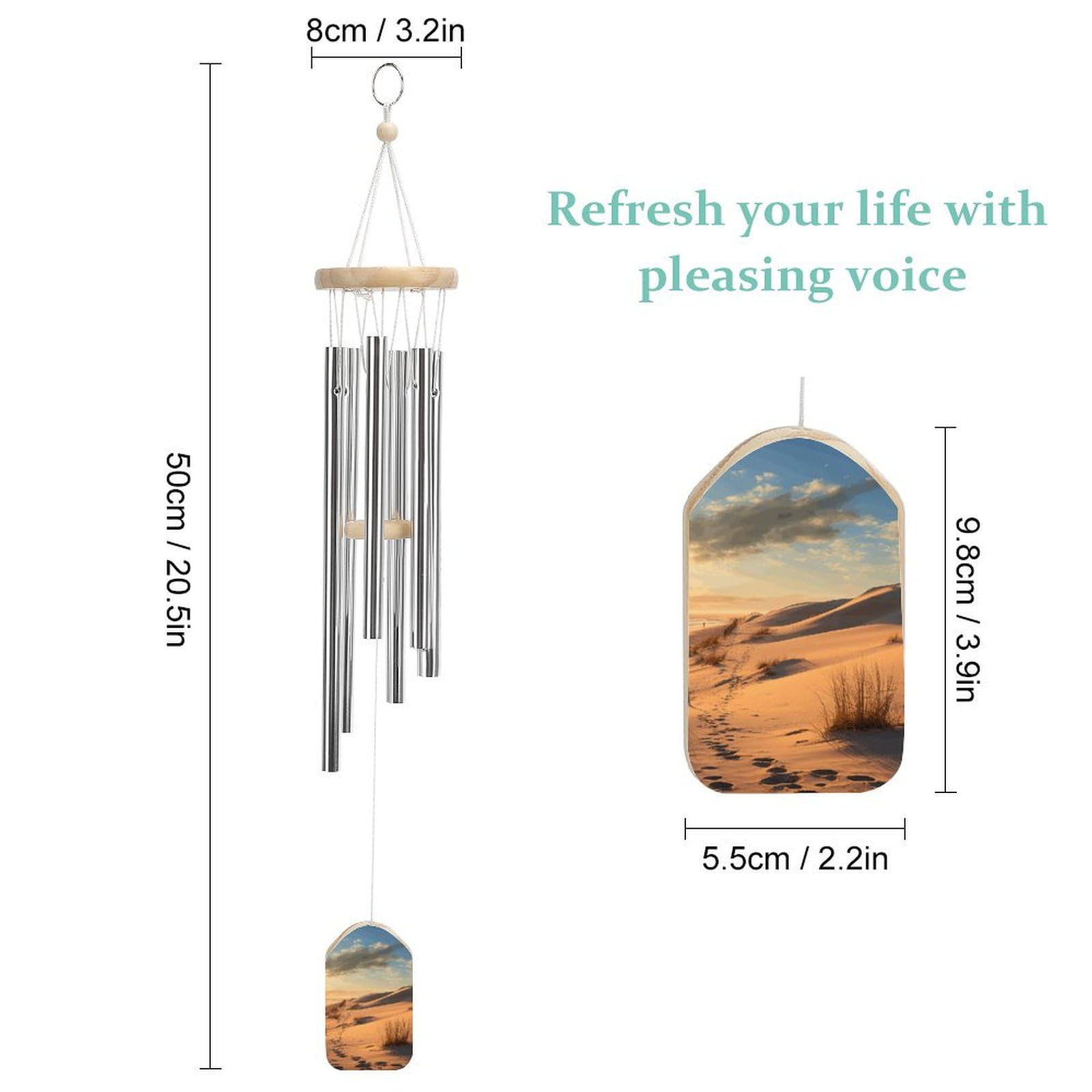 Outdoor Wind Chimes, Sand Dunes Printed Wind Chimes,Simple Wind Chimes,Curtain Wind Chimes for Home Decoration