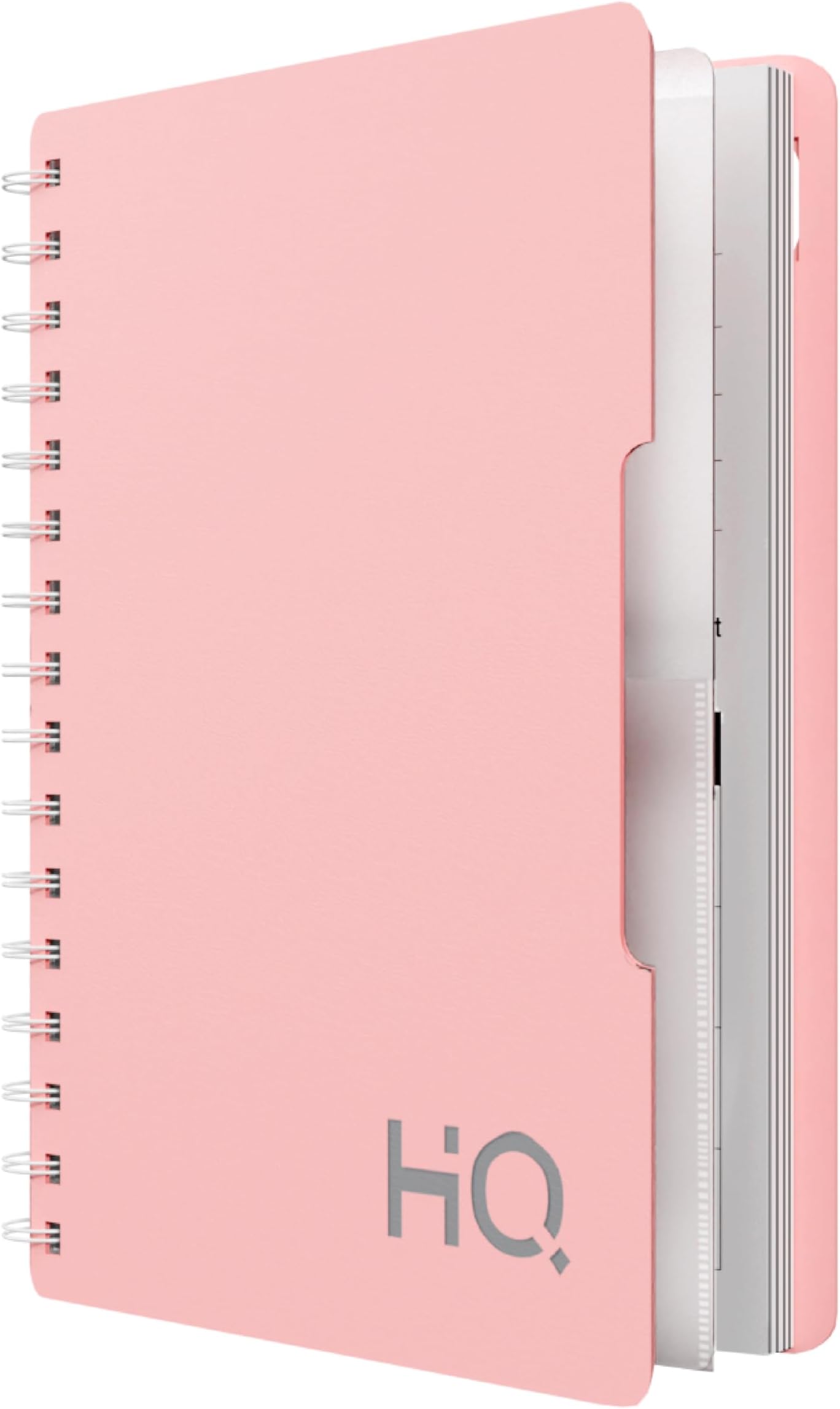 Navneet HQ | Five Subject Spiral Wiro Bound Notebook |17.6x25 cm |Single Line |300 Pages |Salmon Pink (27048)