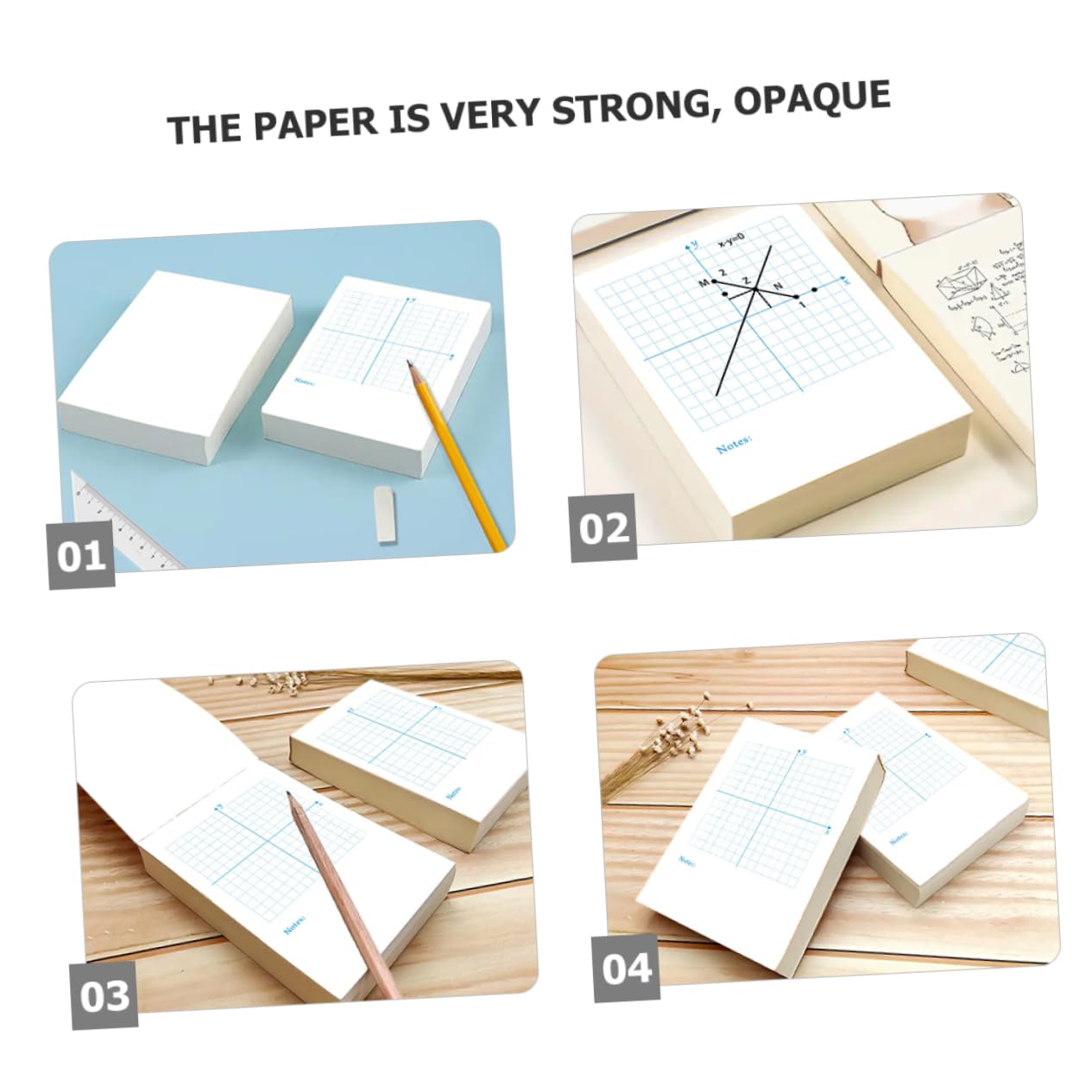 Uonlytech 4 Pezzi 4 Libro di esercizi di numeri matematica disegno alto Grafico punteggiato forniture matematiche carta millimetrata blocco di carta a griglia bianca