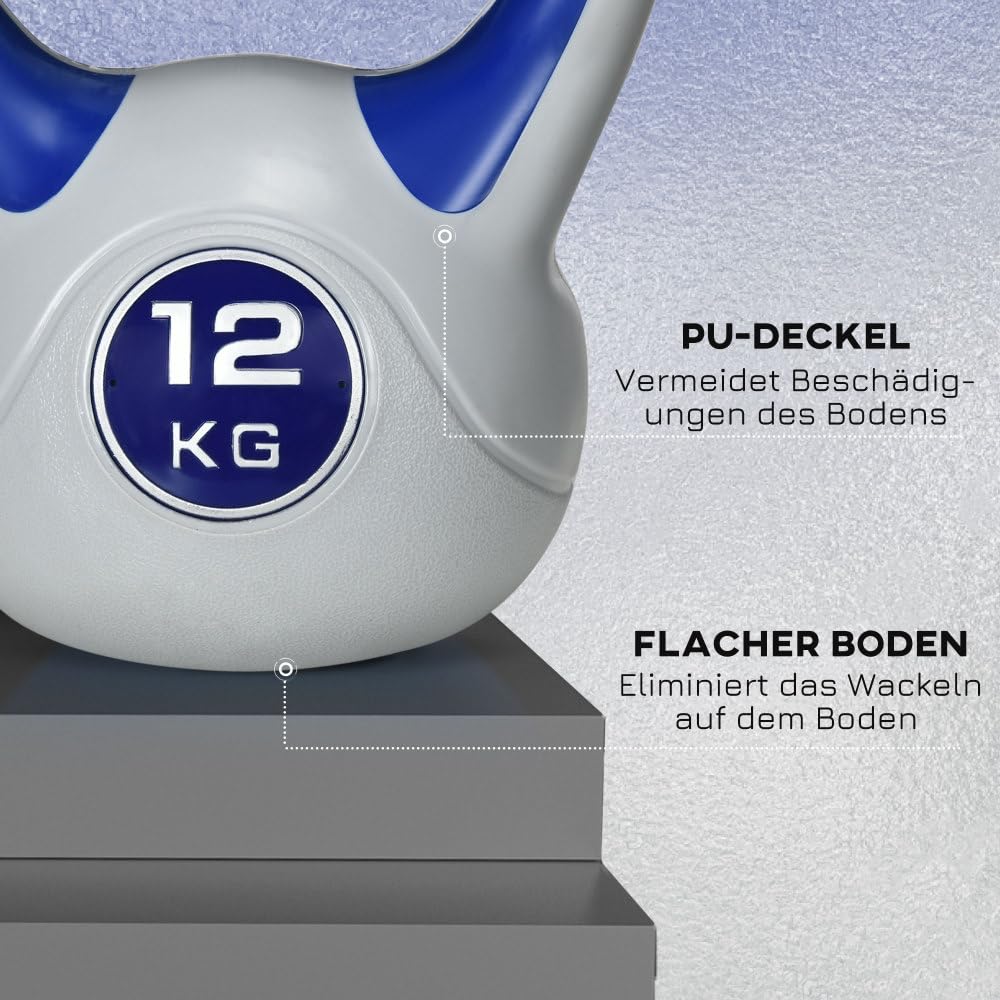 Kettlebell hantle 12 kg do treningu siłowego i fitnessu, chroniące podłogę, do treningu domowego i całego ciała