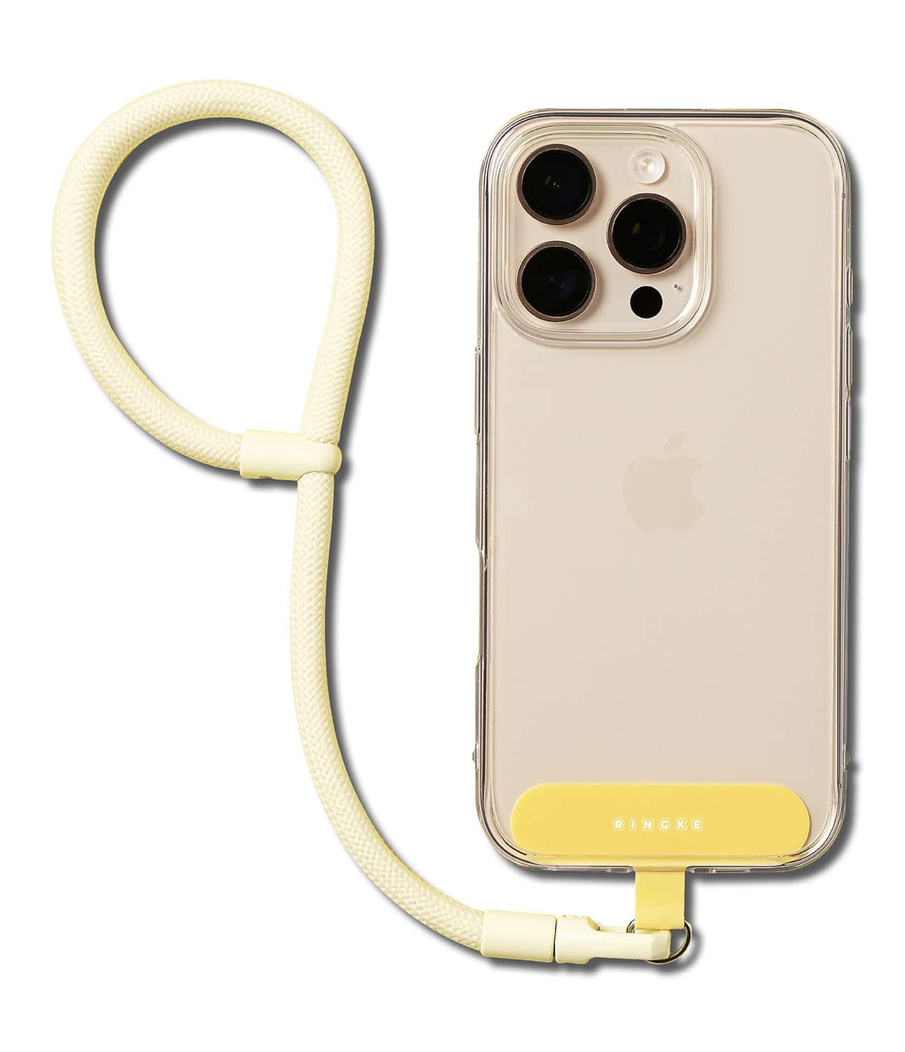 Ringke Unisex Butter Yellow Holder Link Flow Hand Strap [P Type] With Tpu Tether Tab, Adjustable Tangle-Free Polyester Sturdy Rope Wrist Loop Compatible With Universal Smartphone Case, Etc.
