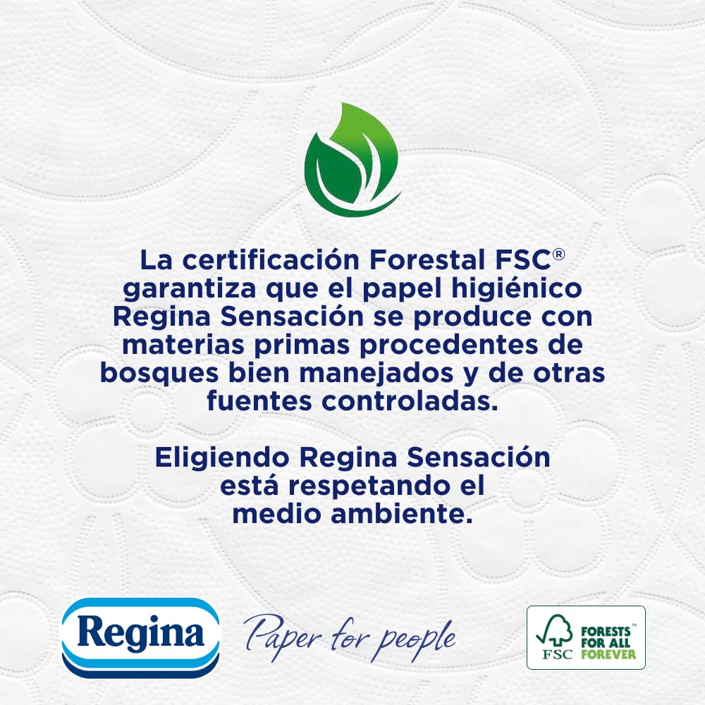 Regina Sensazione - 42 rotoli di carta igienica, 175 fogli a triplo strato, estratto naturale di cotone e delicatamente profumato, confezione in plastica riciclata al 60%, carta 100% certificata FSC