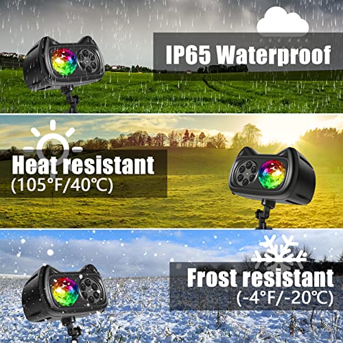 Christmas Projector Lights Outdoor, Remon 2-In-1 3D Ocean Wave Led Projector Lights Waterproof With 16 Hd Slides(96 Patterns) Remote Timer 10 Colors For Xmas Halloween Valentine Holiday Indoor Decor #TOP4