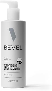 Bevel Leave-In Conditioner for Men: Hemp Seed Oil & Biotin for Curly Textured Hair - Detangles, Moisturizes, Strengthens 7oz