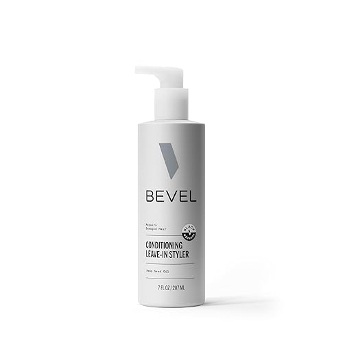 Bevel Acondicionador sin enjuague para hombres, acondicionador de cabello rizado con aceite de semillas de cáñamo y biotina, desenreda hidrata y