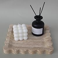 Vista 2 de Bandeja de mármol natural de lujo con borde festoneado, bandeja decorativa cuadrada hecha a mano, bandeja para atrapar todas las bandejas