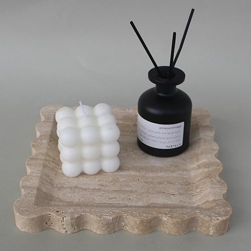 Miniatura 2 de Bandeja de mármol natural de lujo con borde festoneado, bandeja decorativa cuadrada hecha a mano, bandeja para atrapar todas las bandejas para