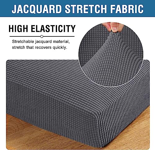 H.Versailtex PART-HVSEATCUSHION2R-GREYNEW Super Stretch Individual Seat Cushion Covers Sofa Covers Couch Cushion Covers Slipcover Sets Thick Jacquard Textured Twill Fabric thumb #3