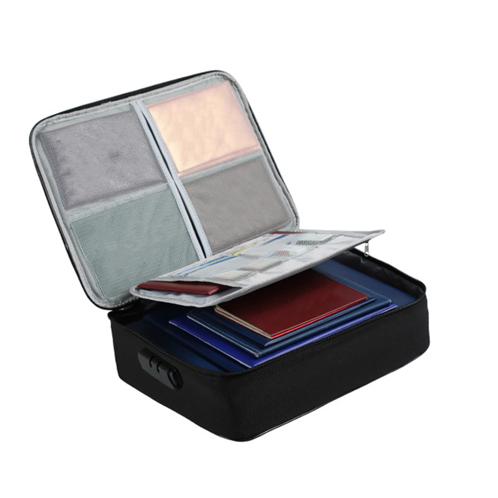 Yirepny File Document Organizer Bag | Many Layer File Storage Case with Lock | Waterproof Portable Filing Storage - Home Office Box for Important File Passport Certificates Documents Safe Black