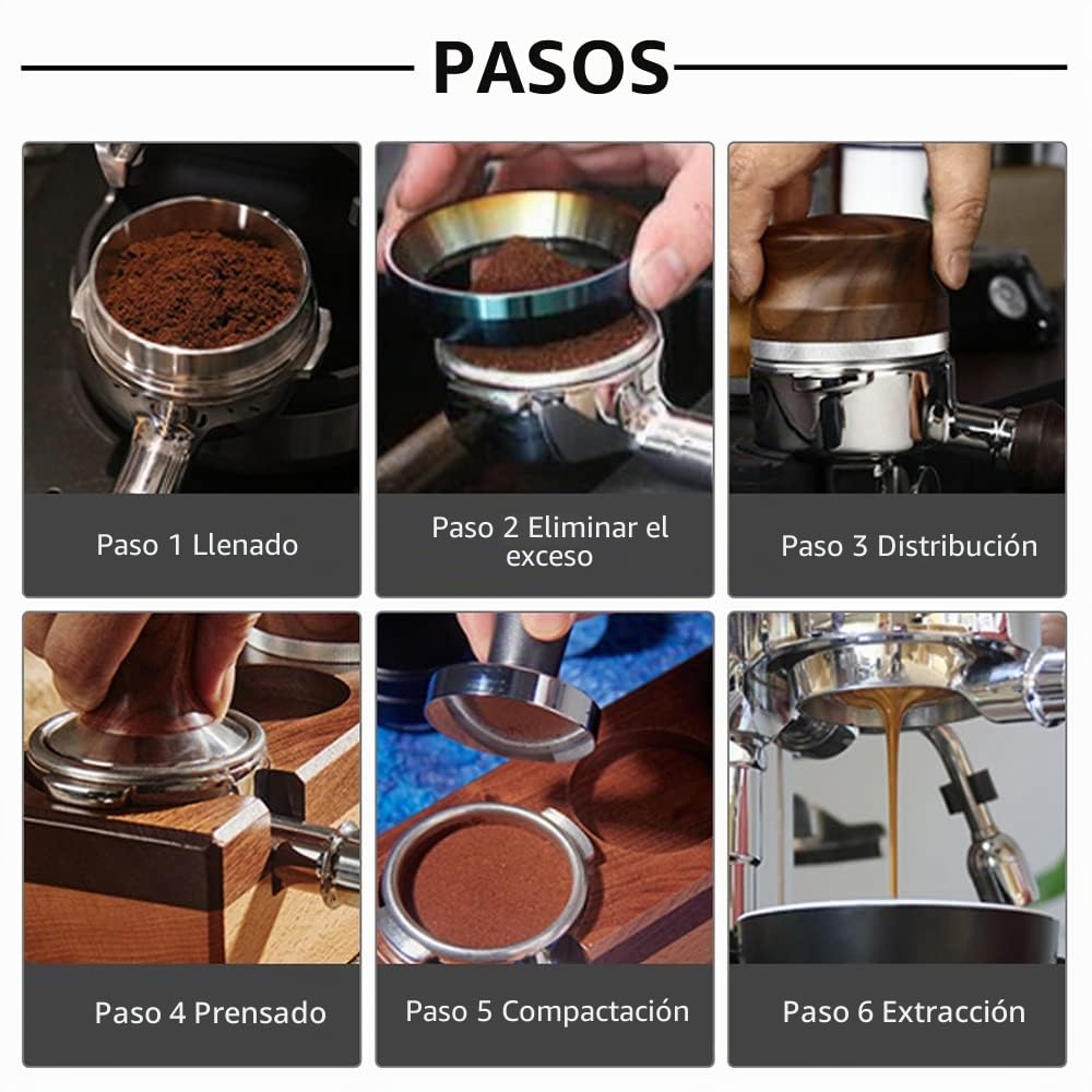 Portafiltros sin fondo de 51 mm, compatible con portafiltros EC680/EC685 de acero inoxidable, 285 g, mango de palisandro, compatible con portafiltros sin fondo Delongh, accesorios de café