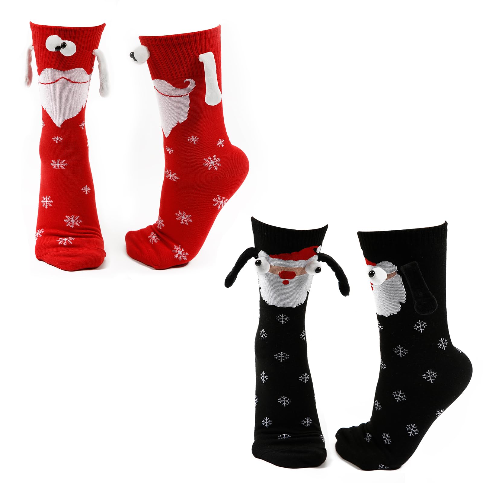 Chaussettes De Noël Magnétiques Couple - Chaussettes Longues Rouges Avec Mains 3D, En Coton élasthanne - Taille Unique, Cadeau Humoristique