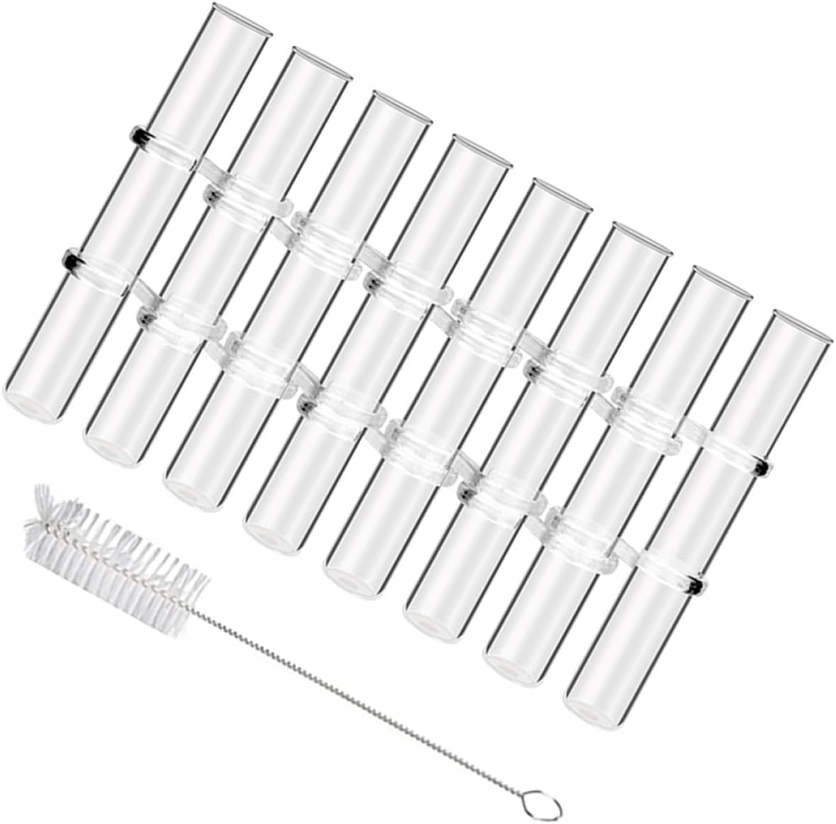 BESPORTBLE Glass Test Tube Vases Set of 8 Large Hydroponic Plant Terrariums with Rack and Cleaning Brush for Indoor Home Décor and Water Propagation