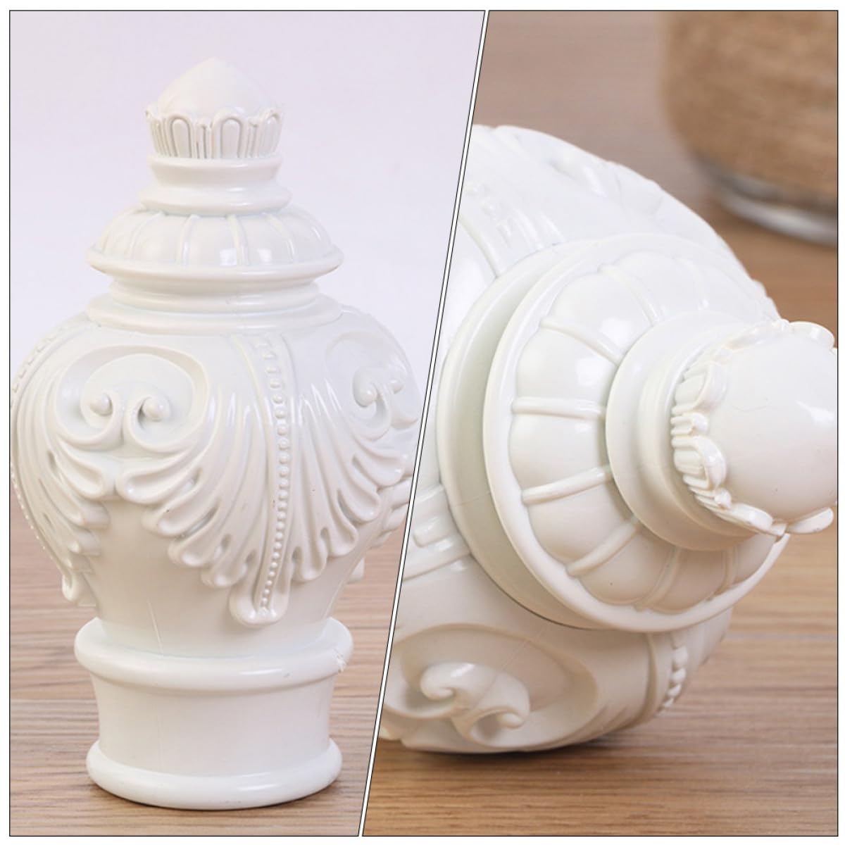Embouts Décoratifs en Plastique Blanc, Design Créatif Faciles à Détacher Lot de 10 pour Tringle à Rideaux Adaptés pour Salle à Manger et Chambre