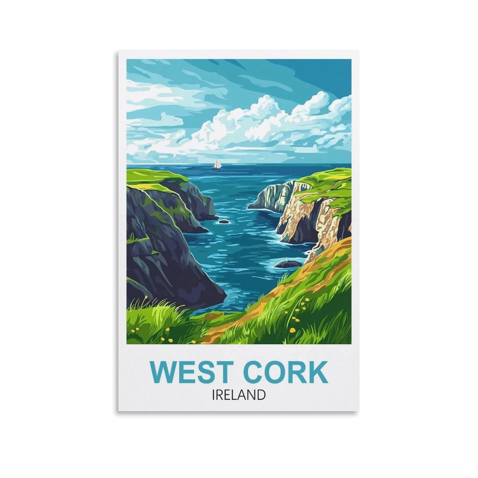 EZMLFA 5D Diamond Art Kits Adults,West Cork Ireland,Round Dots Diamond DIY Kits Pictures for Wall Decor Home Office Decoration 30x40cm