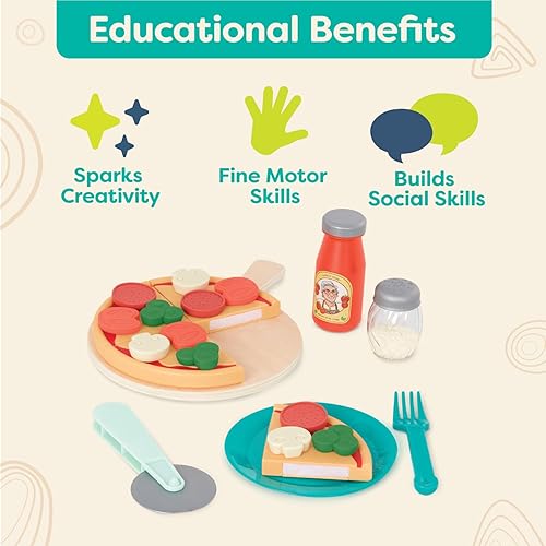 Miniatura 4 de B. toys - Mini Chef - Pizza-n-Pasta Playset - Juego de pizza y pasta de juego de simulación - Comida de juego y accesorios de juego de roles -