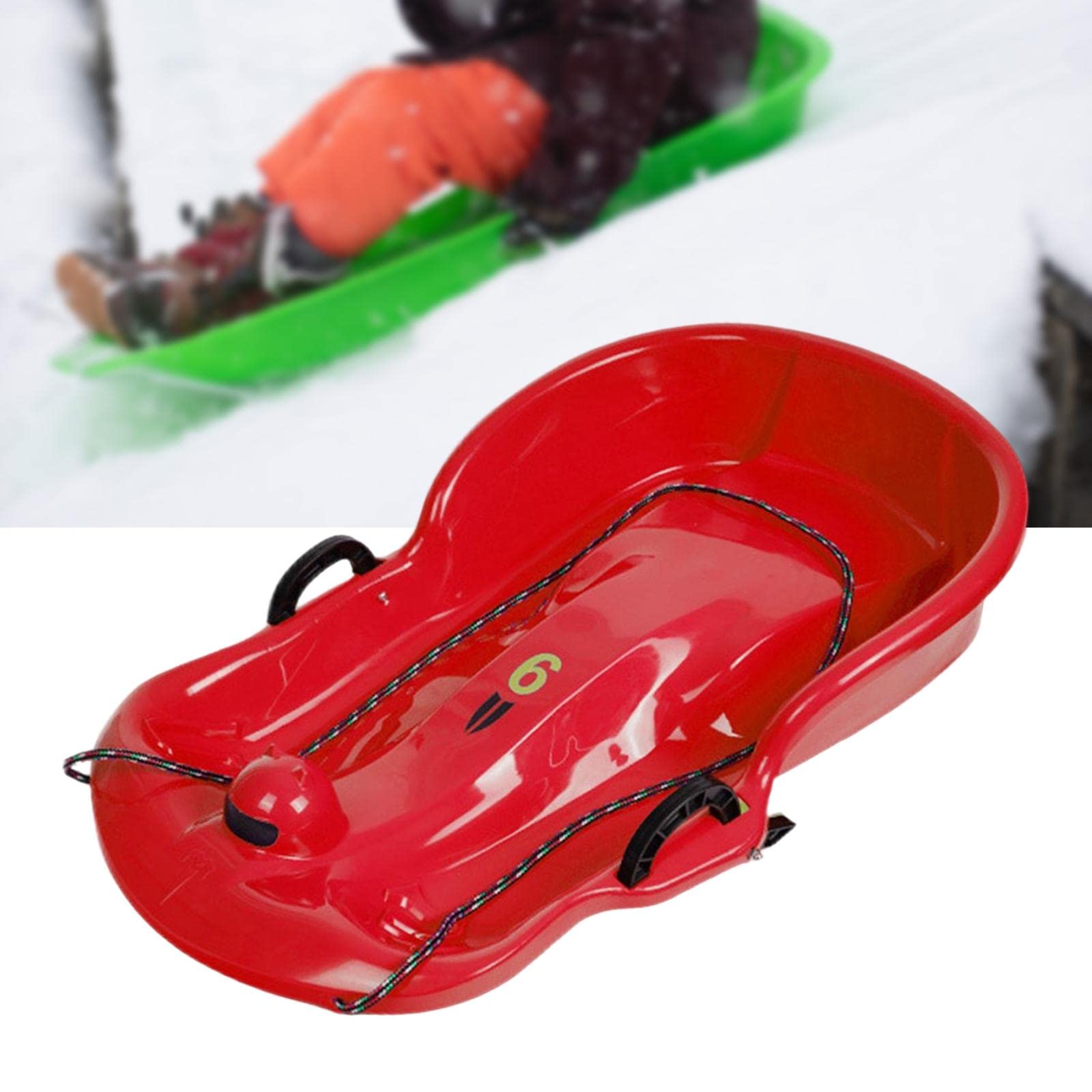 Luge Double Humain Luge de Neige Poignée Cordon Freins Siège Double PETG Adapté Aux Enfants Balades Jardin Loisirs Hiver Fêtes