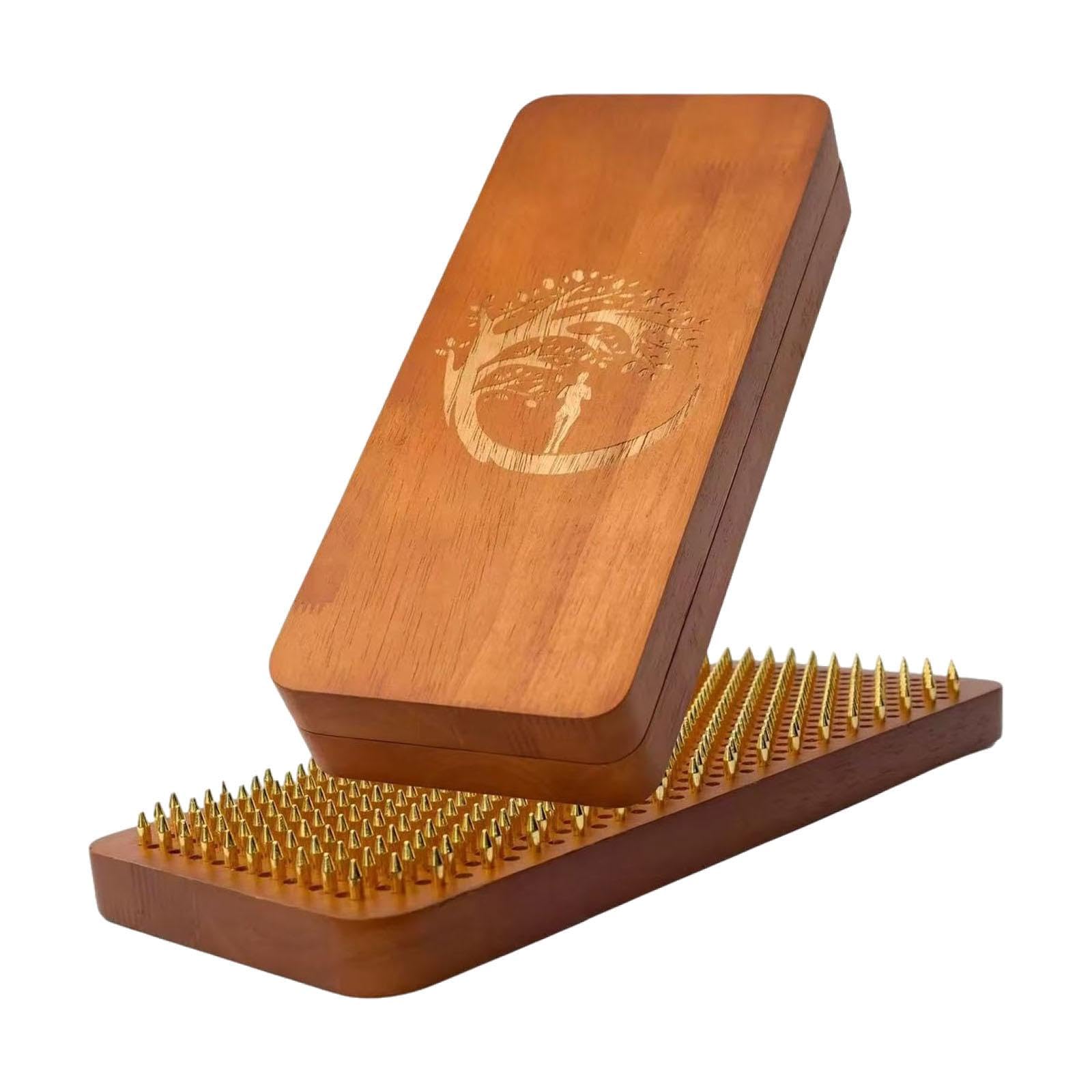 Planche de en Bois avec Clous, 2 pièces, pour acupression et méditation, 32 x 13 x 4 cm, Facile à Transporter, idéale pour la Maison, la