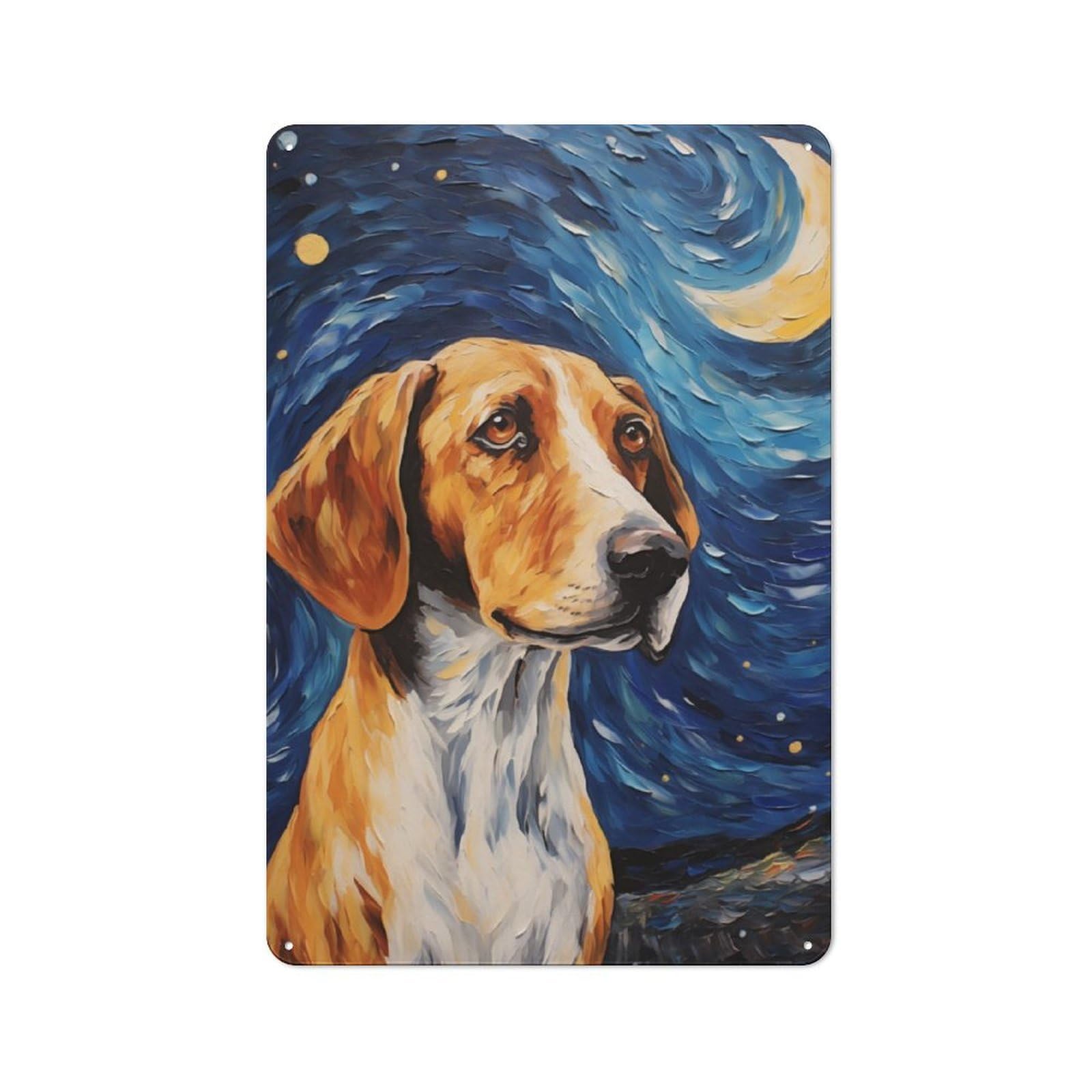 Junmoney English Foxhound Dog Vintage Metal Wall Sign 30X20cm For Studio Or Craft Room, For Vintage Wall Decor Fans, For Metal Sign Collectors