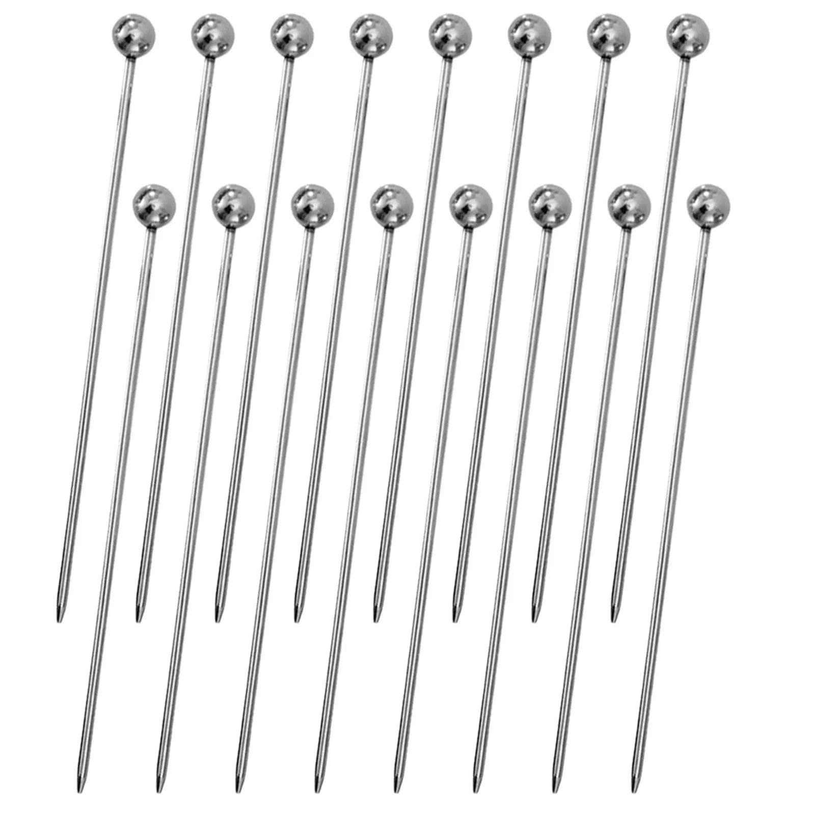 RSYHVG 16PCS Cocktail Picks, Reusable Stainless Steel Toothpicks Martini Olive Skewers, Upgrade Metal Drinks Skewers Garnish Sticks