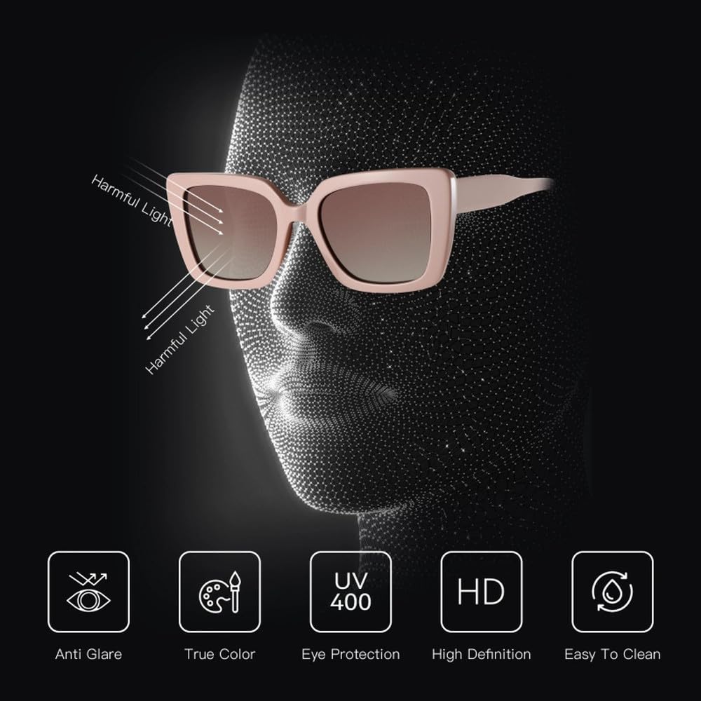 Gafas de sol polarizadas de acetato con montura gruesa para mujer y protección UV400.