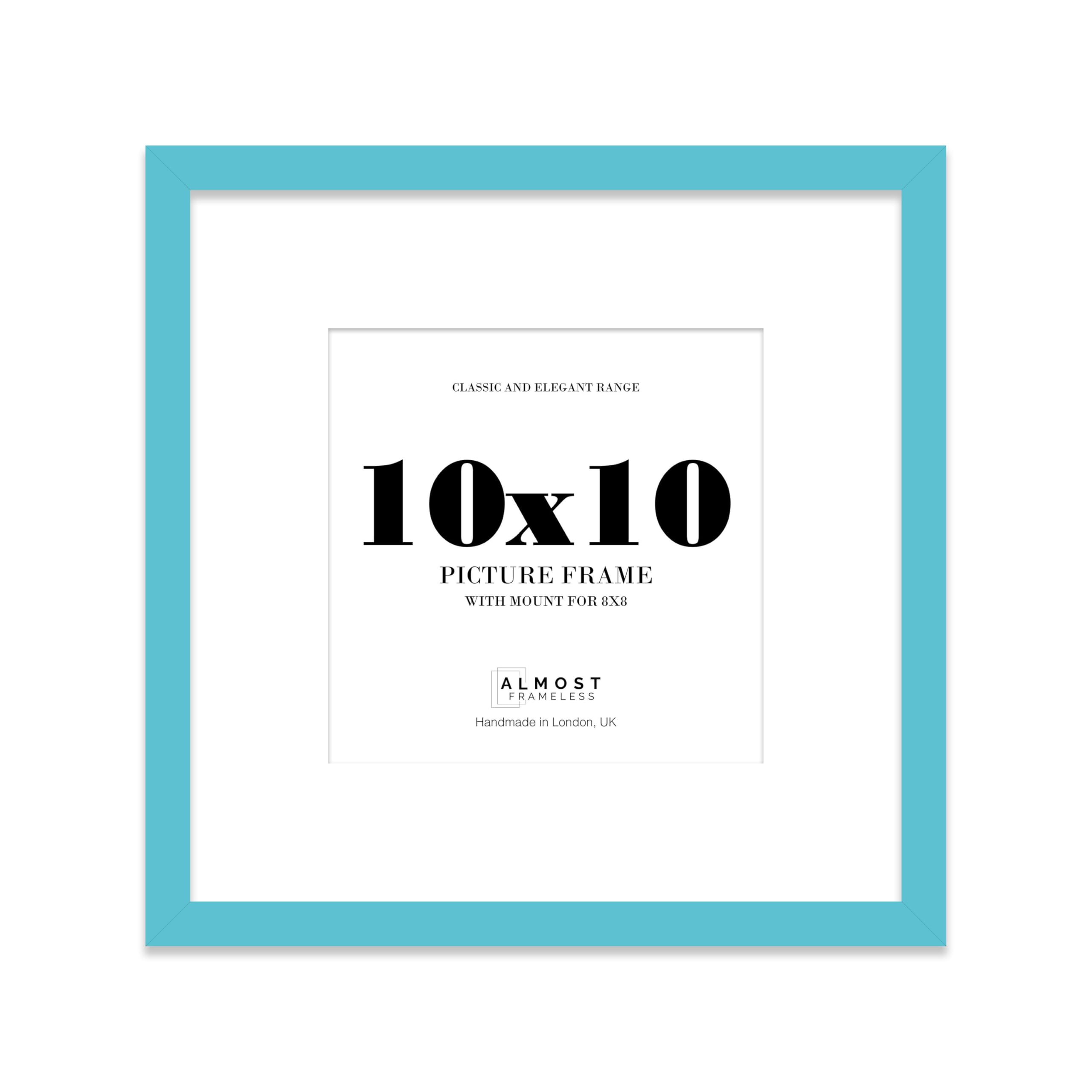 10x10 Turquoise Picture Frame with Mount for 8x8 Photos, Prints - Modern Square Wall Frame, 1 Pack