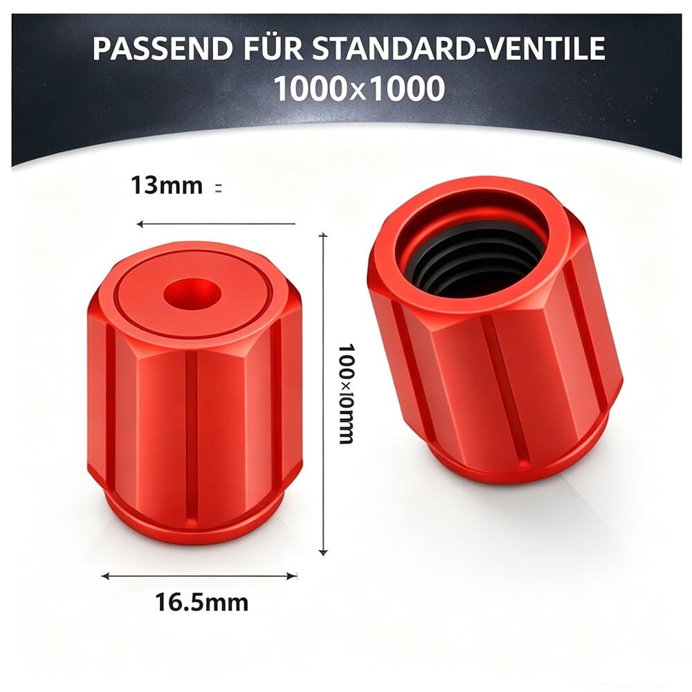 12 Stück Auto Leuchtende Ventilkappen Auto, Universelle Fluoreszierende Reifenventilkappen, Ventilschaftabdeckung Leuchtend für Auto SUV Fahrrad Motorrad (Rot) - 2