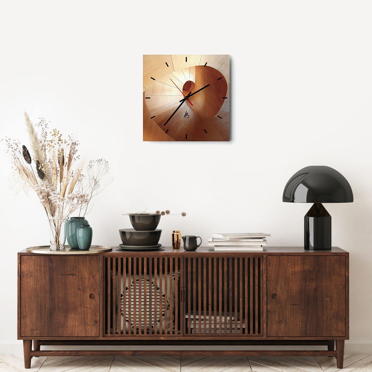 Moderno Reloj de Vidrio 40x40cm Cuadrado Decorativo Abstracto Arte - 4652