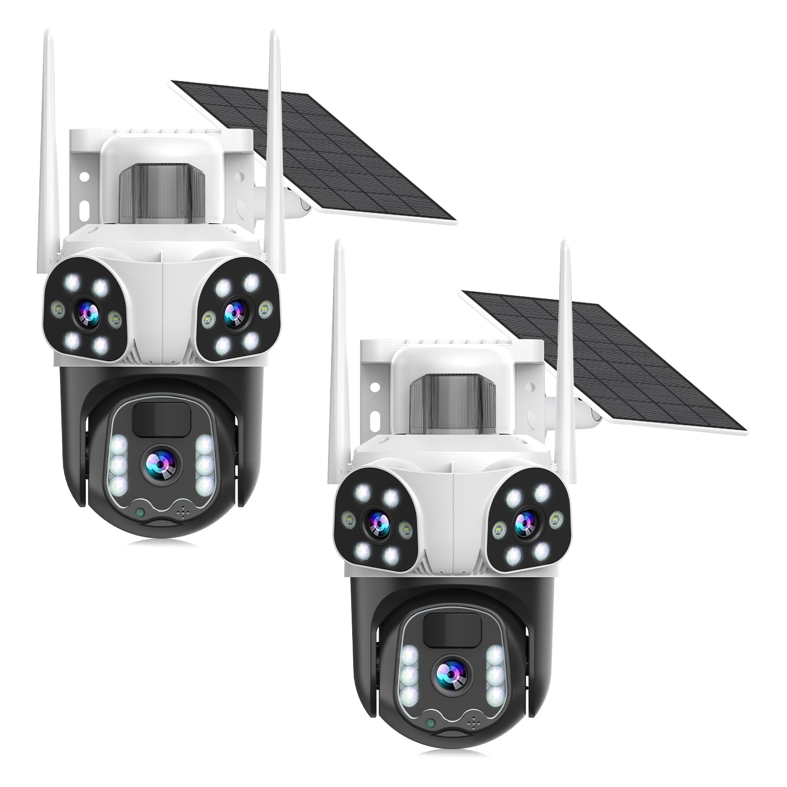 4k solar security camera wireless outdoor with dual-lens,2.4g wifi cameras for home security with wifi 6,8mp color night vision,pir motion detection,auto tracking,2-way audio,spotlight siren