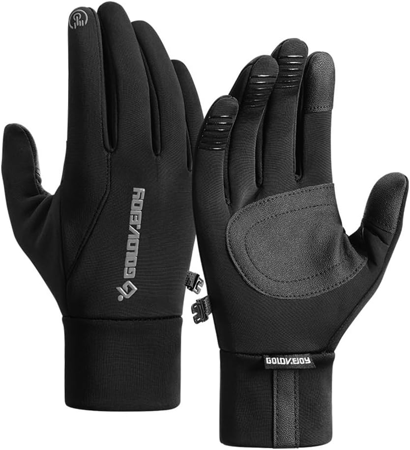 HASTHIP® Winter Riding Gloves for Men, Thermal Plush Lined Windproof Sport Gloves with Anti-Slip Grip