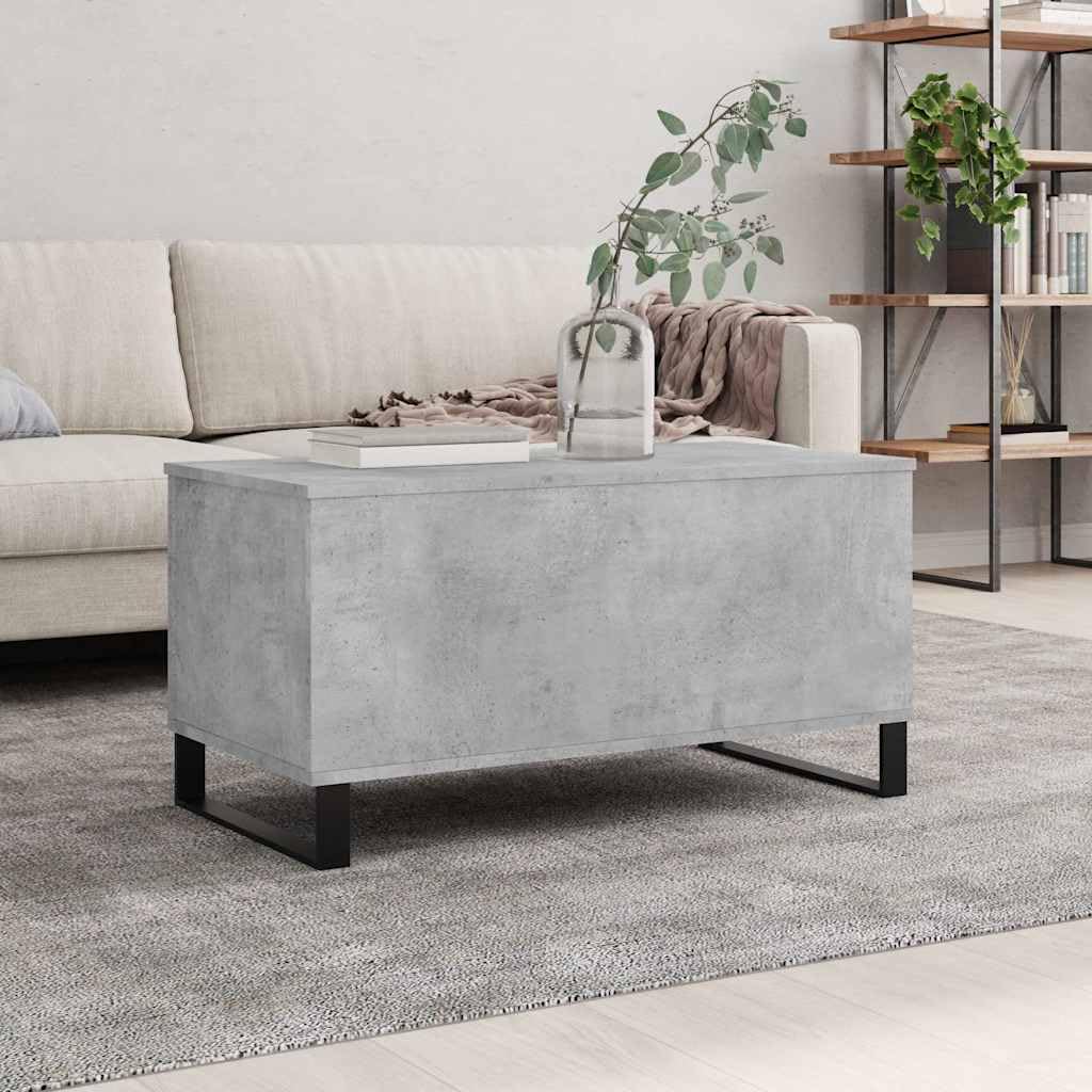 Générique Stolik kawowy Szary Beton 90x44,5x45 cm Drewno inżynierskie | Podnoszona góra, ukryte przechowywanie, metalowe nóżki, uniwersalne do salonu