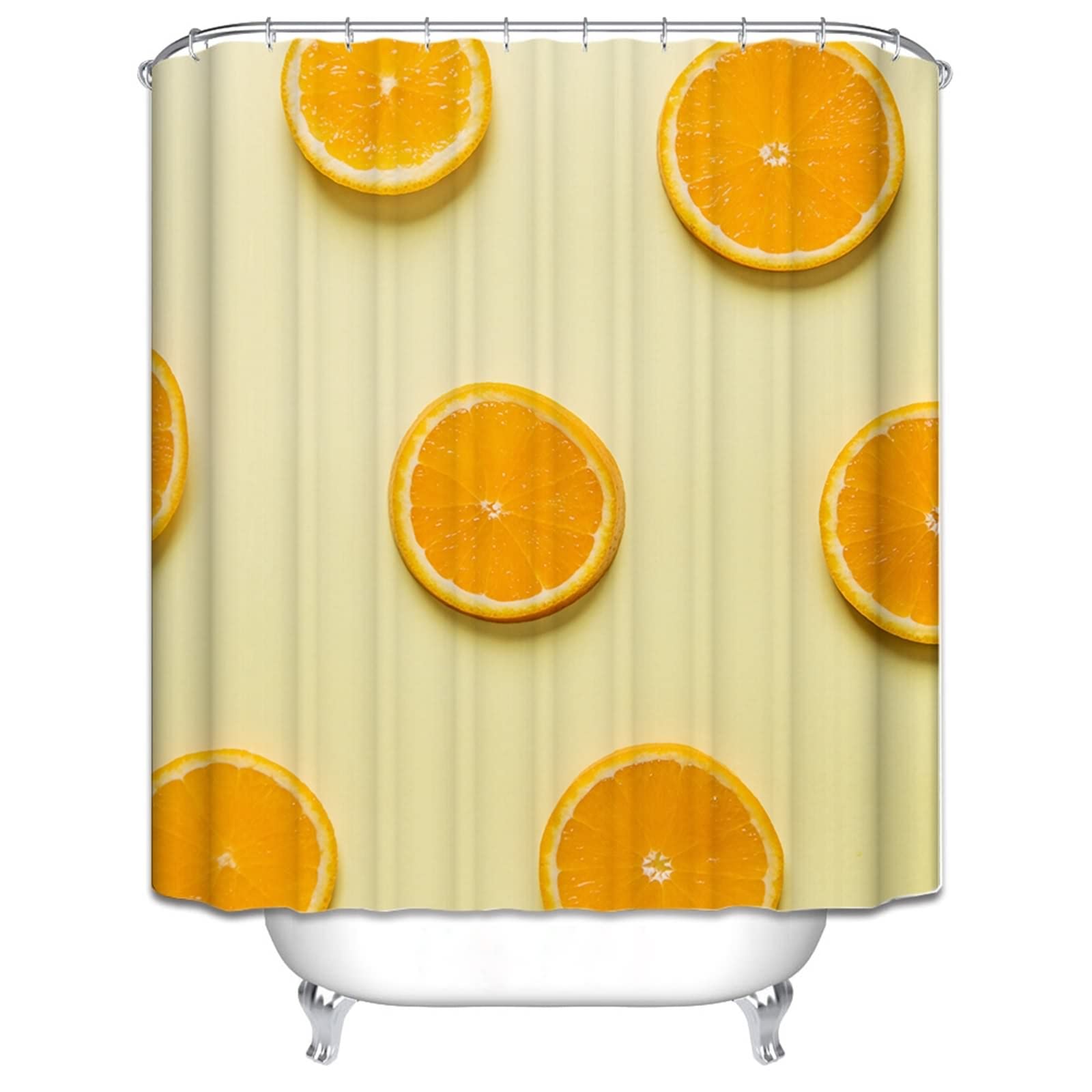 Tenda Doccia 150 x 200 Tessuto Antimuffa, Poliestere Multicolore Motivo arancione Tessuto Tenda doccia con Grommets e ganci