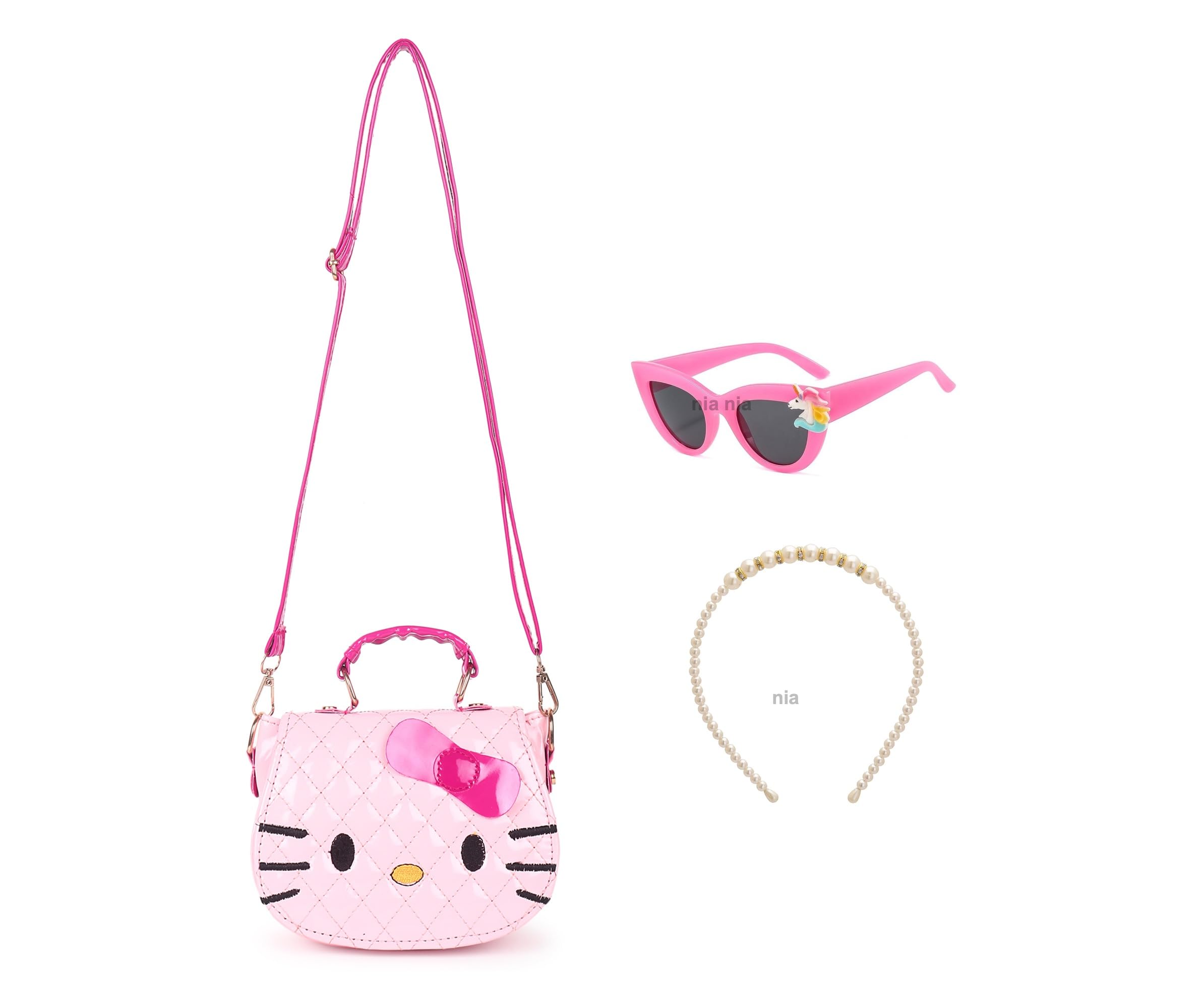 NIA CREATIONS Combo Of trending fashion Mini Purse sling bag with sunglass and Hairband for Girls Kids (Pack Of 3) (Style2) (B0D133QNT3) Amazon Price History, Amazon Price Tracker