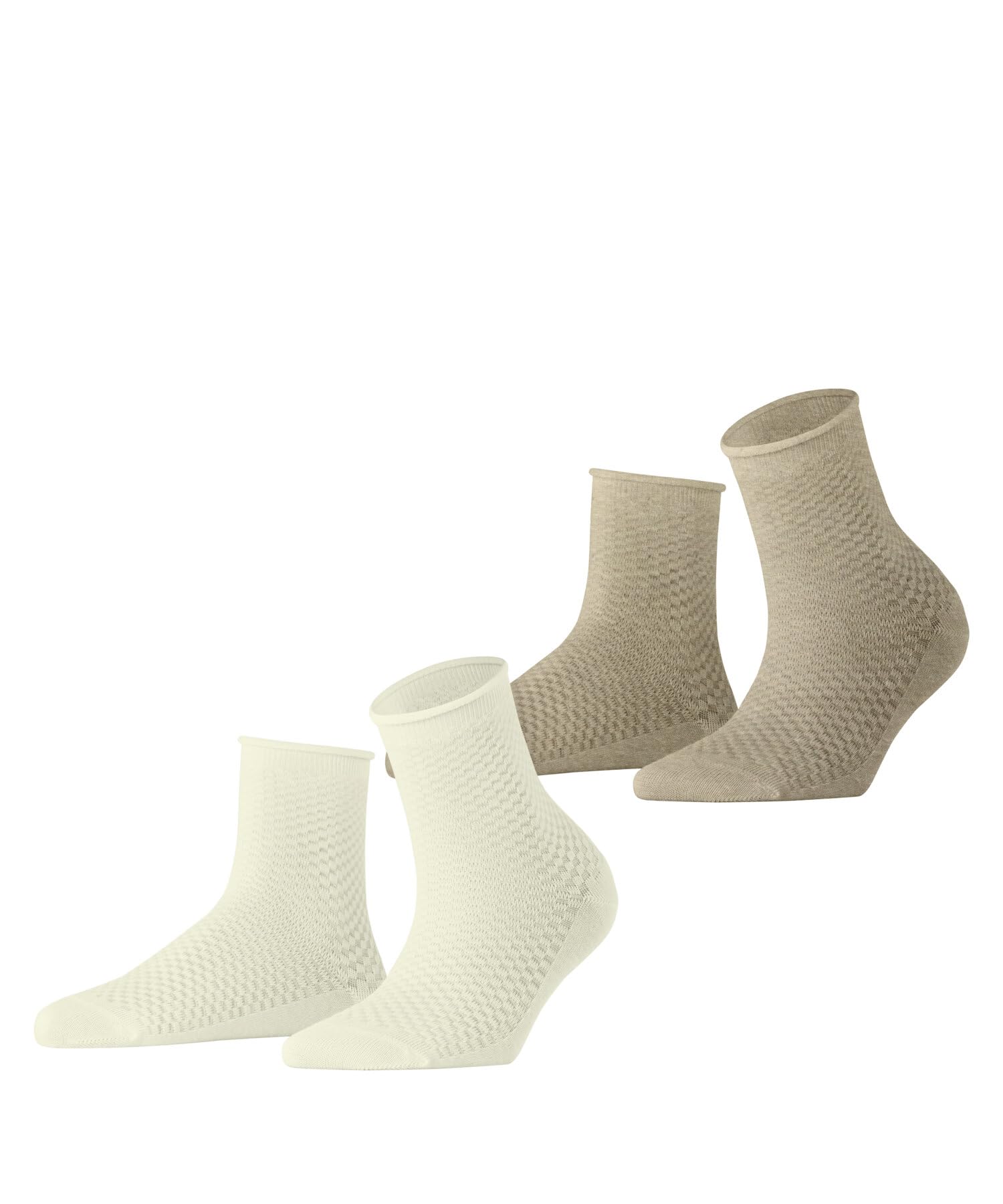 ESPRIT Women's Fine Mesh Multipack W Sso Cotton Plain 2 Pairs Socks, Multicolor Beige Brown 0010, 2.5-5