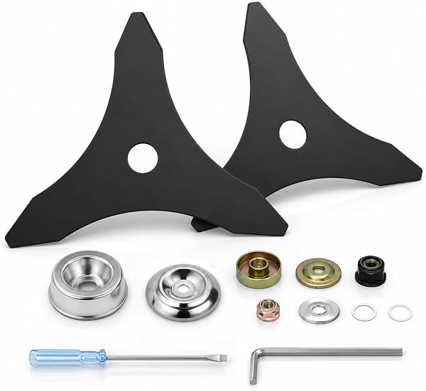 Lame de débroussailleuse 3 dents, alésage 25,4 mm en acier au manganèse, lot de 2