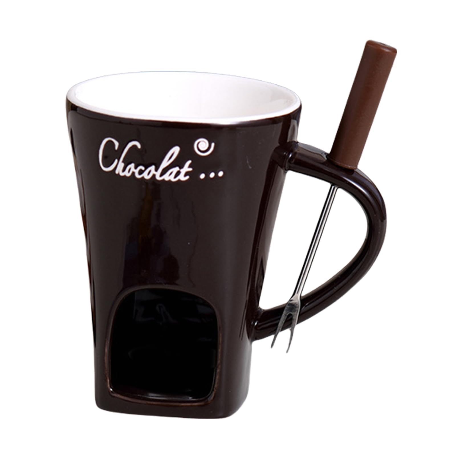 MICFENY Ceramic Chocolate Fondue Mug Sturdy Ceramic Fondue Pots Accessory Perfect For Family Celebration And Event