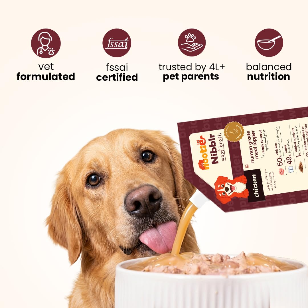 Nootie Chicken Bone Broth for Dogs & Cats | Slow-Simmered 12+ Hours | Collagen + Glucosamine | Gut Health & Joint Support | Hydrating Meal Topper | Preservative-Free | Pack of 3 1