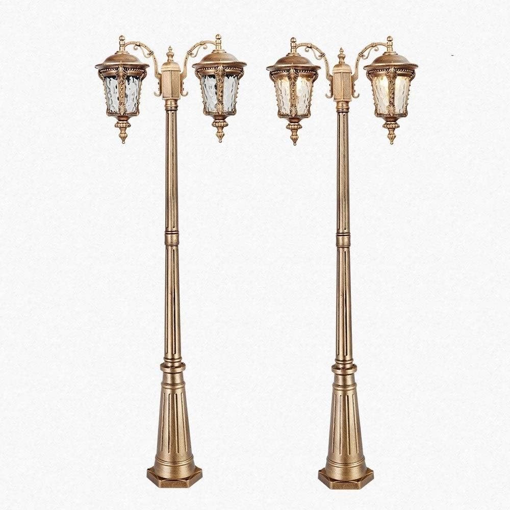 Outdoor Lamp Post Light, 2-Lights Patio Landscape Street Lights Die-Cast Aluminum Bollard Lamp, Outdoor Waterproof E27 Safety Lawn Lanterns (One Color-2.3m) (One Color 2.3m)