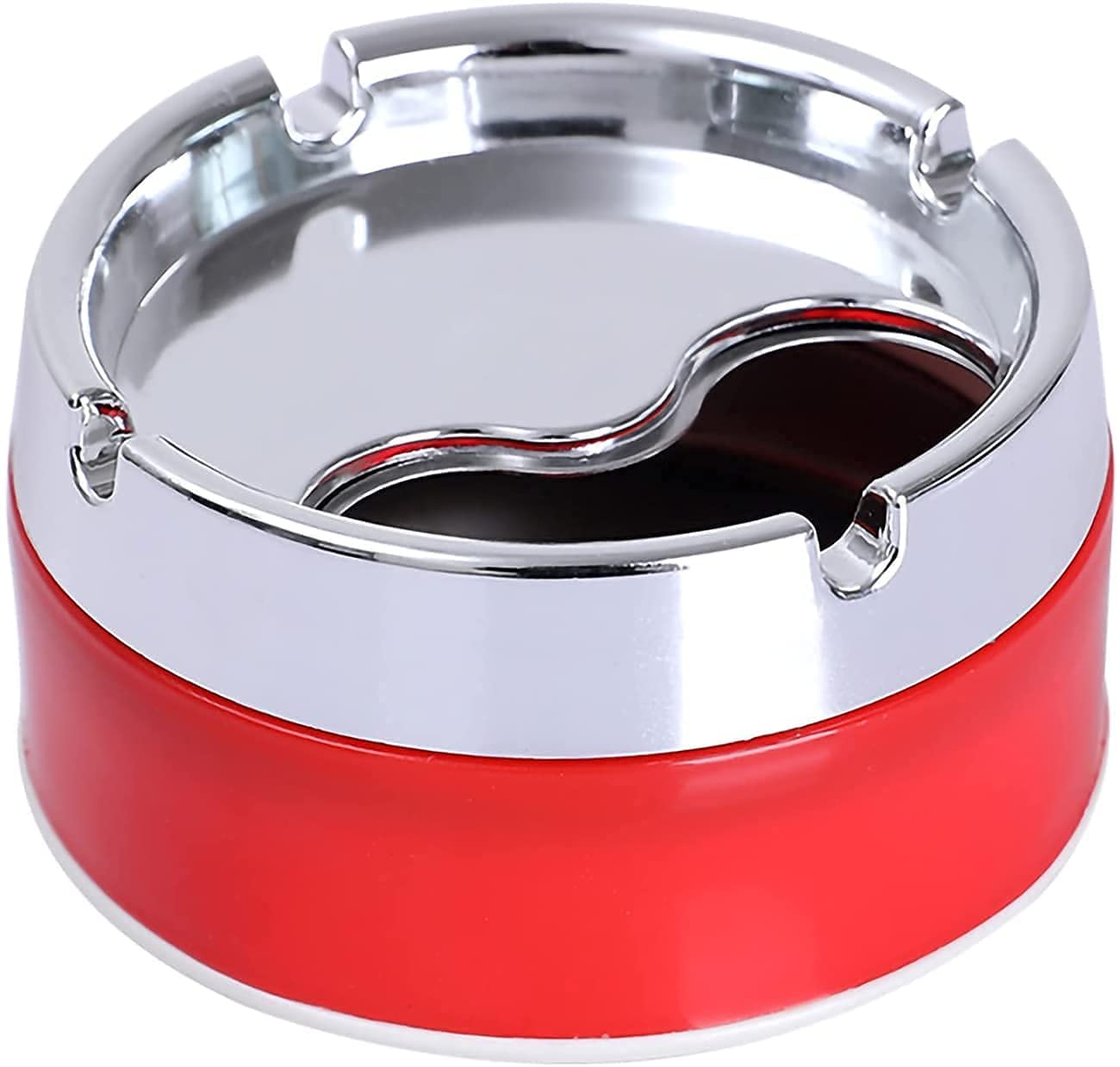 NOHUNT Plastic and Stainless Steel Windproof Revolving Ashtray Rotating Lid Tabletop Decor Closed Printing Unbreakable Ashtray, Multicolour Set of 1-picture-23