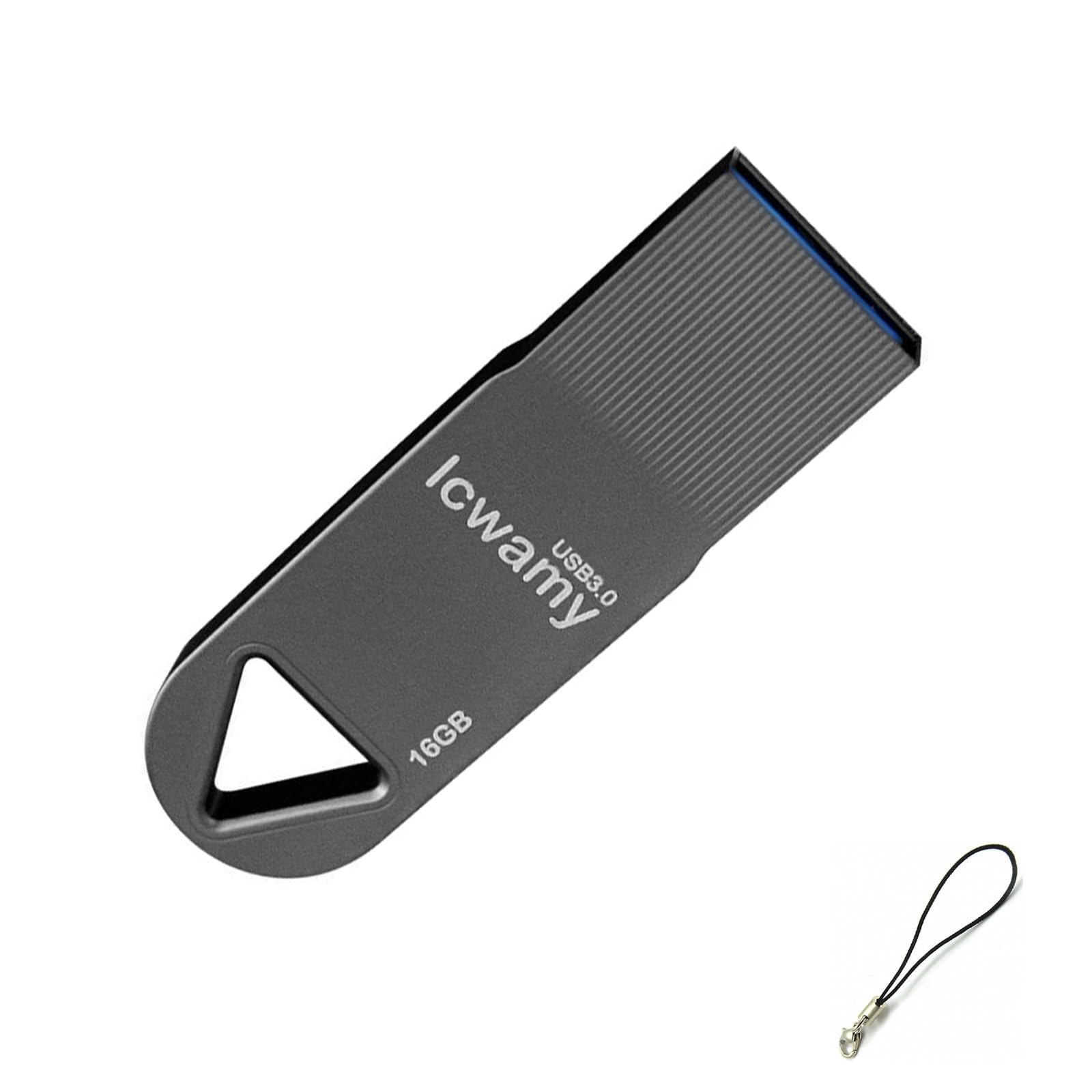 lcwamy 16GB Flash Drive USB3.0 USB Drive 16GB USB Flash Drive USB Stick Thumb Drive Black Metal Mini Flash Drive