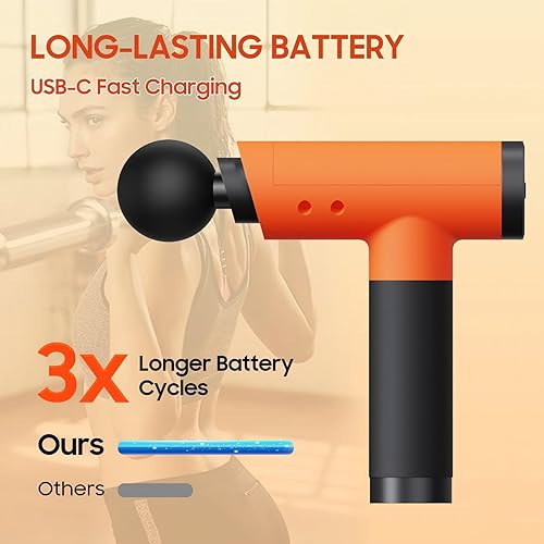 Miniatura 5 de Pistola de masaje con 9 cabezales y estuche de almacenamiento, pistola de masaje de tejido profundo, pistolas de masaje portátiles silenciosas para