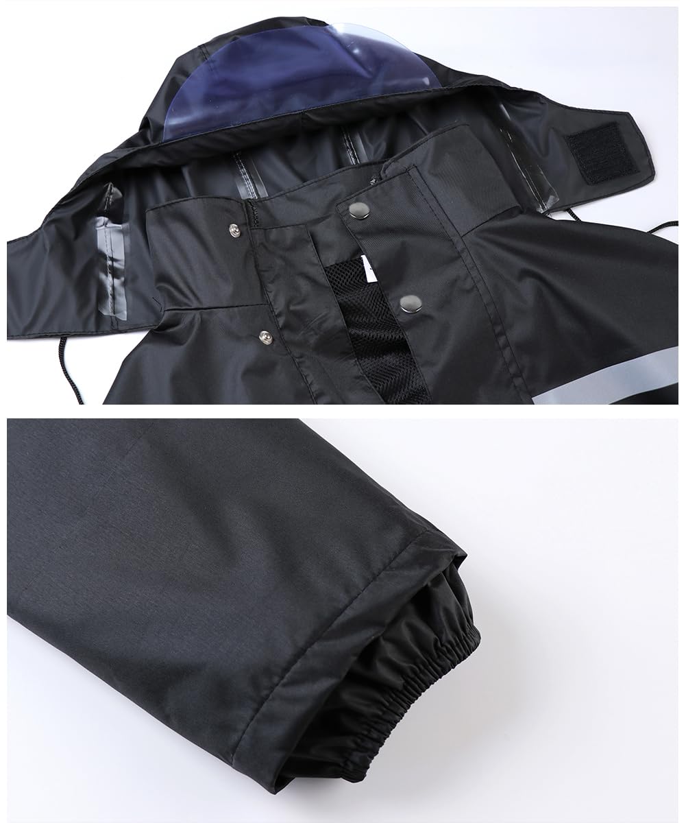 Herren Regenanzug mit Kapuze Wasserdichter Anzug Reflektierender Regenjacke und Regenhose Regenkleidung Fahrrad Outdoor Regenkombi