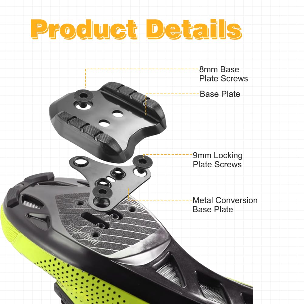 VGECEE 2 Pezzi Adattatore Piattaforma con 1 Chiava, Bicicletta da Strada Adattatore Stabilizzatore Metallico Adattatore per Pedali Compatibili con Tacchette SPD SH40 SM-SH41 Locking Shoes