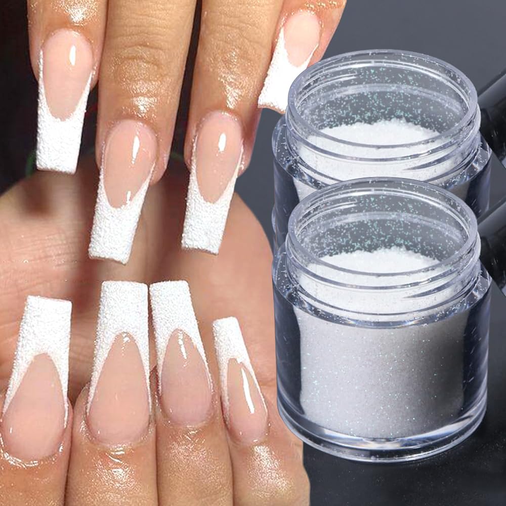 2Jars 0.2mm Shimmer White Rainbow White Iridescent Ultra Fine Glitter Dust Glitter Fine Holographic Ultra Fine Glitter - Iridescent Glitter Accessories Diamond Nails Snow (White)