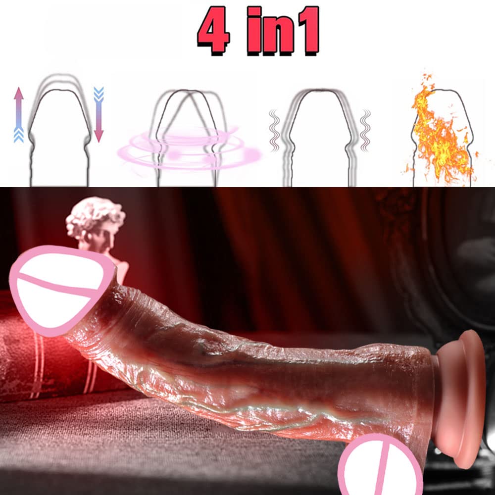 Plug anale Dildo Vibratori Dildo Giocattoli del sesso Riscaldamento Vibratore telecomandato Dildo telescopico (D067-21cm)