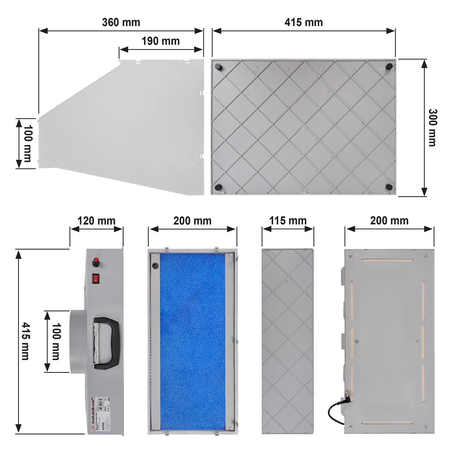 Cabine de Peinture Aérographe Extracteur Réglable jusqu'à 5,1 m³/min Éclairage Intégré Indépendant Led COB avec Plateau Tournant Accessoires Silencieuse Pliable pour Modélisme Hobby 2
