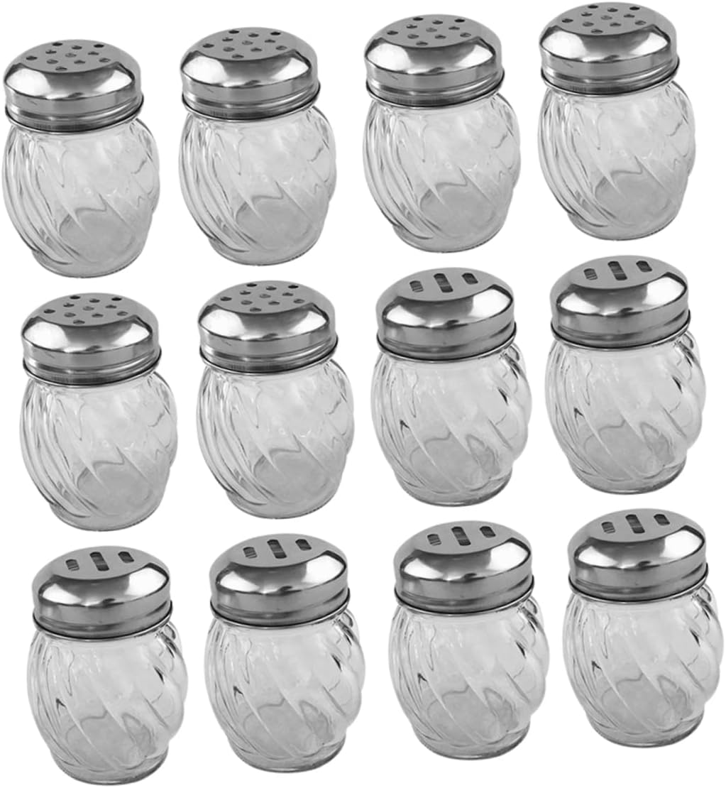 PRETYZOOM 12pcs Glass Seasoning Jars Salt Pepper Shakers Salt Shaker Dispenser Spice Containers for Cooking Bulk