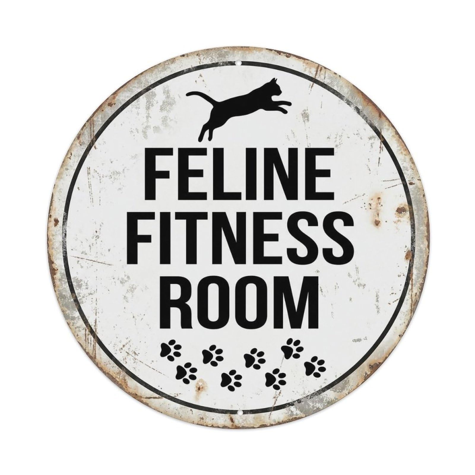 Vintage Feline Fitness Room Decor Metal Tin Sign